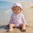 thumbnail image 2 of Girls Swimsuit One Piece Bathing Suit Cartoon Print Swimsuits with Matching Swim Cap Trianglar Cut for Toddlers Kids Swimwear 0-6 Months, 2 of 5