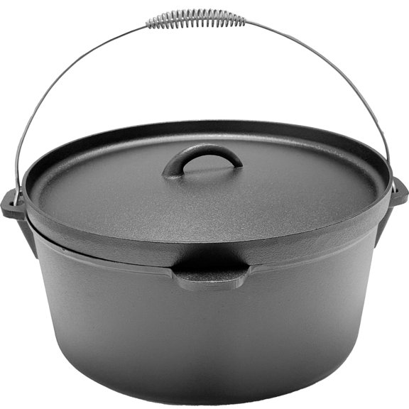 CUISILAND 16QT Pre-Seasoned Lip Lid Cast Iron Dutch Oven with Lid