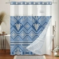 thumbnail image 3 of MIZHONA Blue Shower Curtain with Snap in Liner,Gemoetric Fabric Bathroom Curtain,71"× 74", 3 of 6
