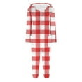 thumbnail image 4 of Tnhcen Women's Plaid Fleece Onesie Hooded Footed Pajamas for Women Winter One-Piece Pajamas Warm Sleepwear Loungewear with Pockets S-2XL Wine, 4 of 7