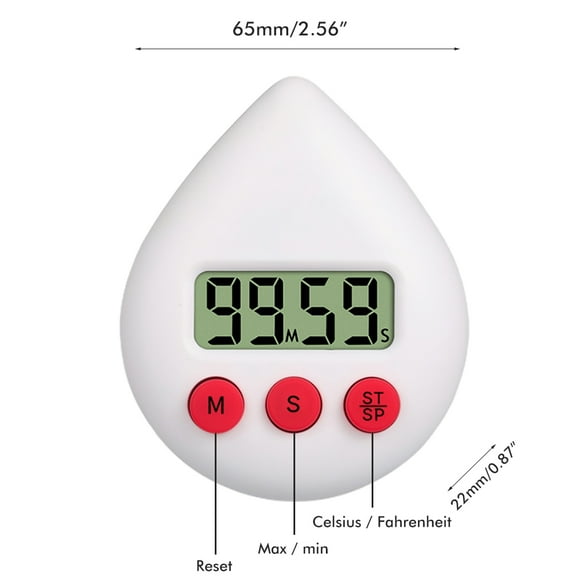 Water Drop Shaped Bathroom Timer Portable Digital Shower Timer for Kitchen Shower
