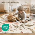 thumbnail image 4 of ODIKA 3'x5' Warm Floral Tones Vintage Garden Washable Throw Rug Elegant Botanical Pattern with Classic Charm for Entryway, Kitchen, Mudroom, Stain Resistant, Low Profile, Non-Slip, 4 of 7