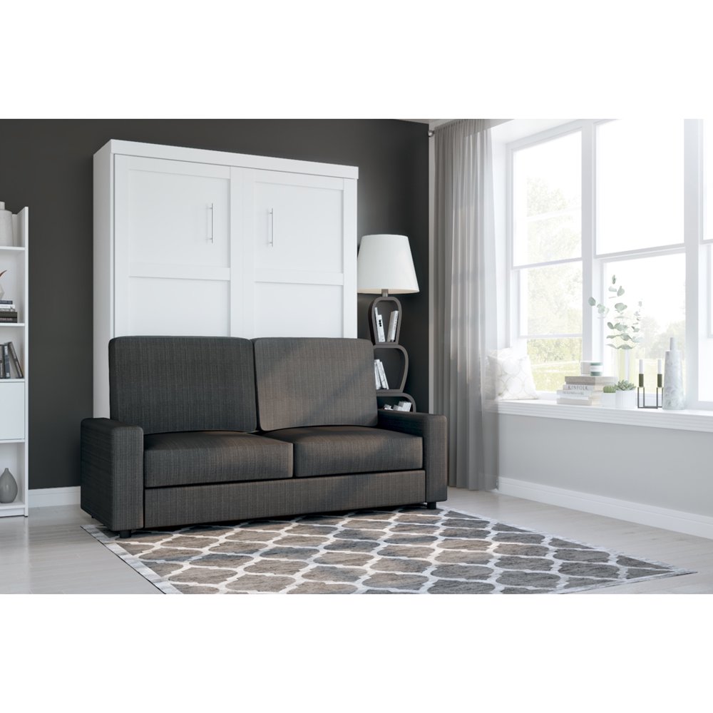 Bestar Pur 2Piece Queen Wall Bed and Sofa Set White & Grey Walmart