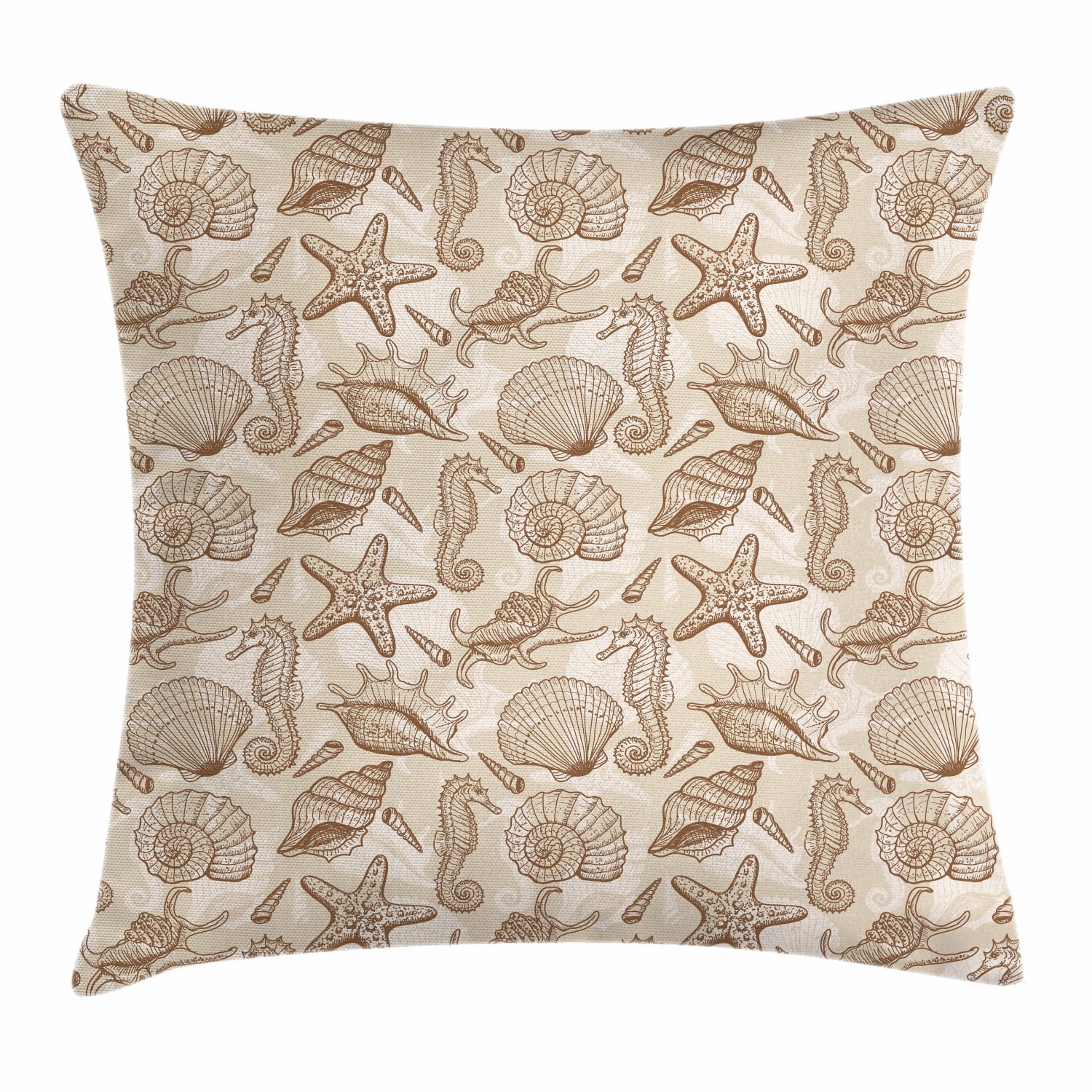 Sea Shells Throw Pillow Cushion Cover, Vintage Inspired Monochrome