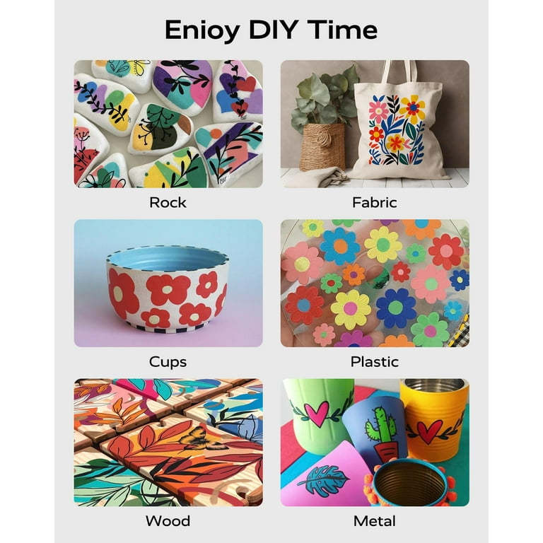 JusArt 60 kleuren acrylverfpennen met dubbele punt Markers, penseel en fijne punt, premium verfpennen voor hout, canvas, ei, steen, stof, rotsen, metaal, glas, keramiek, doe-het-zelf ambachten