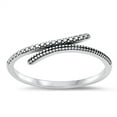 thumbnail image 1 of Sterling Silver Wrap Around Beaded Snake Design Ring Size 8, 1 of 3