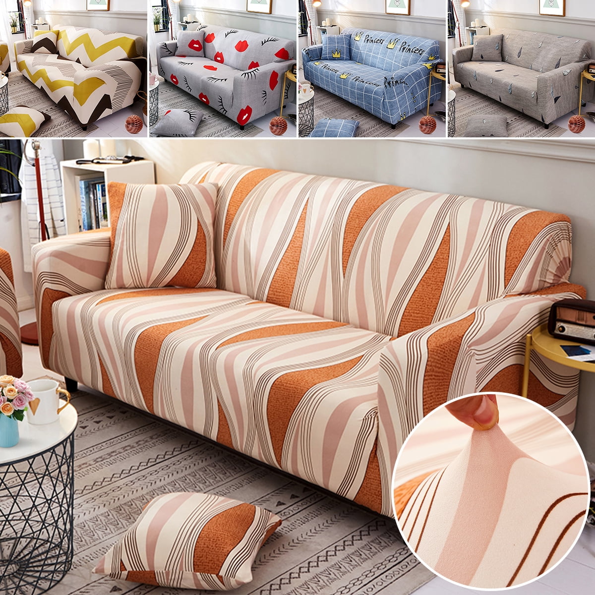 Details about   1/2/3/4 Seater Geometry Printed Home Slipcovers Couch Stretch Covers Sofa Lots # 
