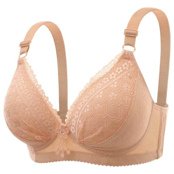 Censtreet Women's Lace Stitching Thin Cup Bra,Breathable Push-Up Adjustable Bra,Comfortable Non-steel Underwear