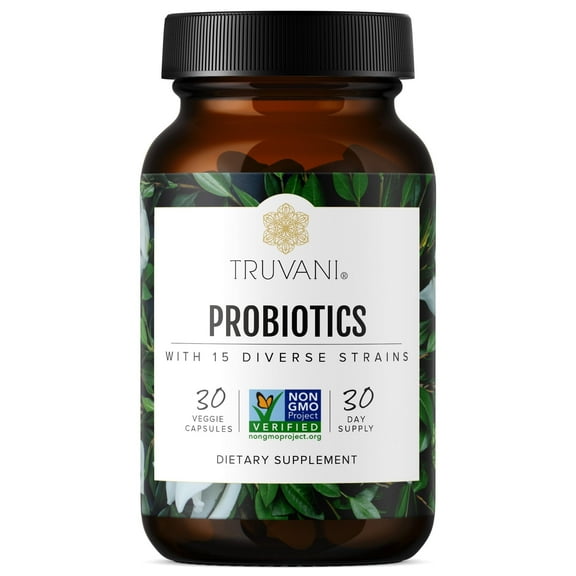 Truvani 15 Billion CFU Probiotic with 15 Strains | No Fillers, Vegan, Non GMO | 30 Servings