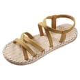 thumbnail image 4 of Sandals On Clearance, Summer Sandals Summer Ladies Sandals Imitation Straw Espadrille Flat Beach Flat Sandals Womens Sandals, 4 of 5