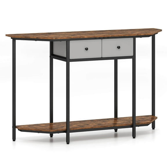 Costway 51" Console Table with 2 Drawers Open Storage Shelf 2-Tier Entryway Table