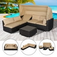 thumbnail image 6 of Magic Union 6 Pieces Patio Furniture Set with Retractable Canopy Rattan Wicker Outdoor Sectional Sofa Set with Adjustable Backrest Daybed Patio Conversation Set with Cushions and Storage Table,Khaki, 6 of 12