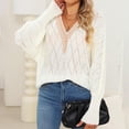 thumbnail image 7 of AherBiu Oversized Sweaters for Women Hollow out Batwing Long Sleeve V Neck Fall Casual Loose Knitted Pullover Tops, 7 of 7