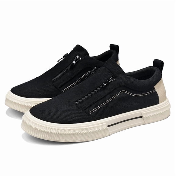 Men's Zipper Slip-On Canvas Skate Shoes