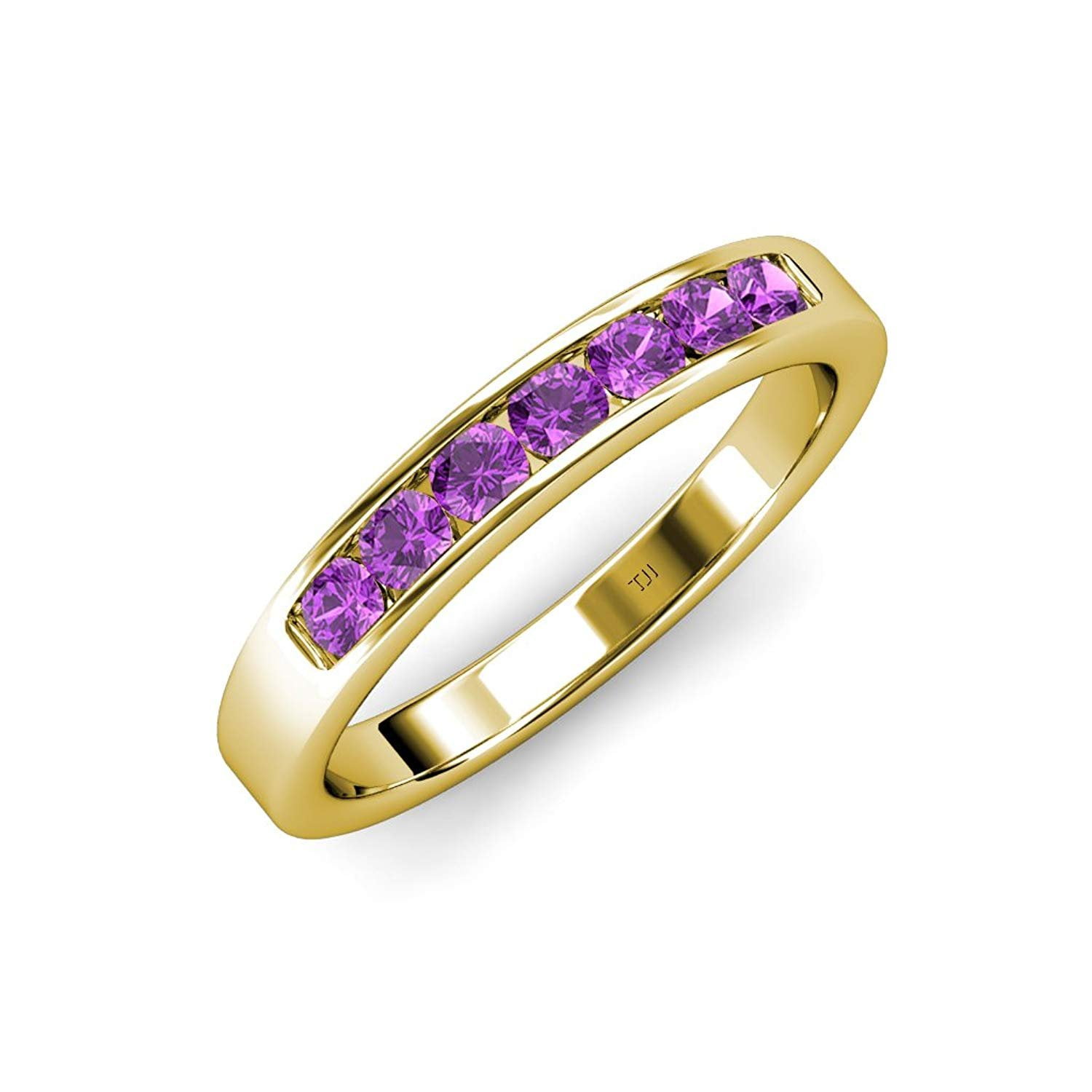Amethyst 7 Stone Channel Set Wedding Band 0.70 ct tw 14K Yellow Gold.size 5 by TriJewels