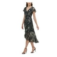 thumbnail image 3 of KENSIE DRESSES Womens Black Floral Short Sleeve V Neck Maxi Hi-Lo Dress 8, 3 of 3