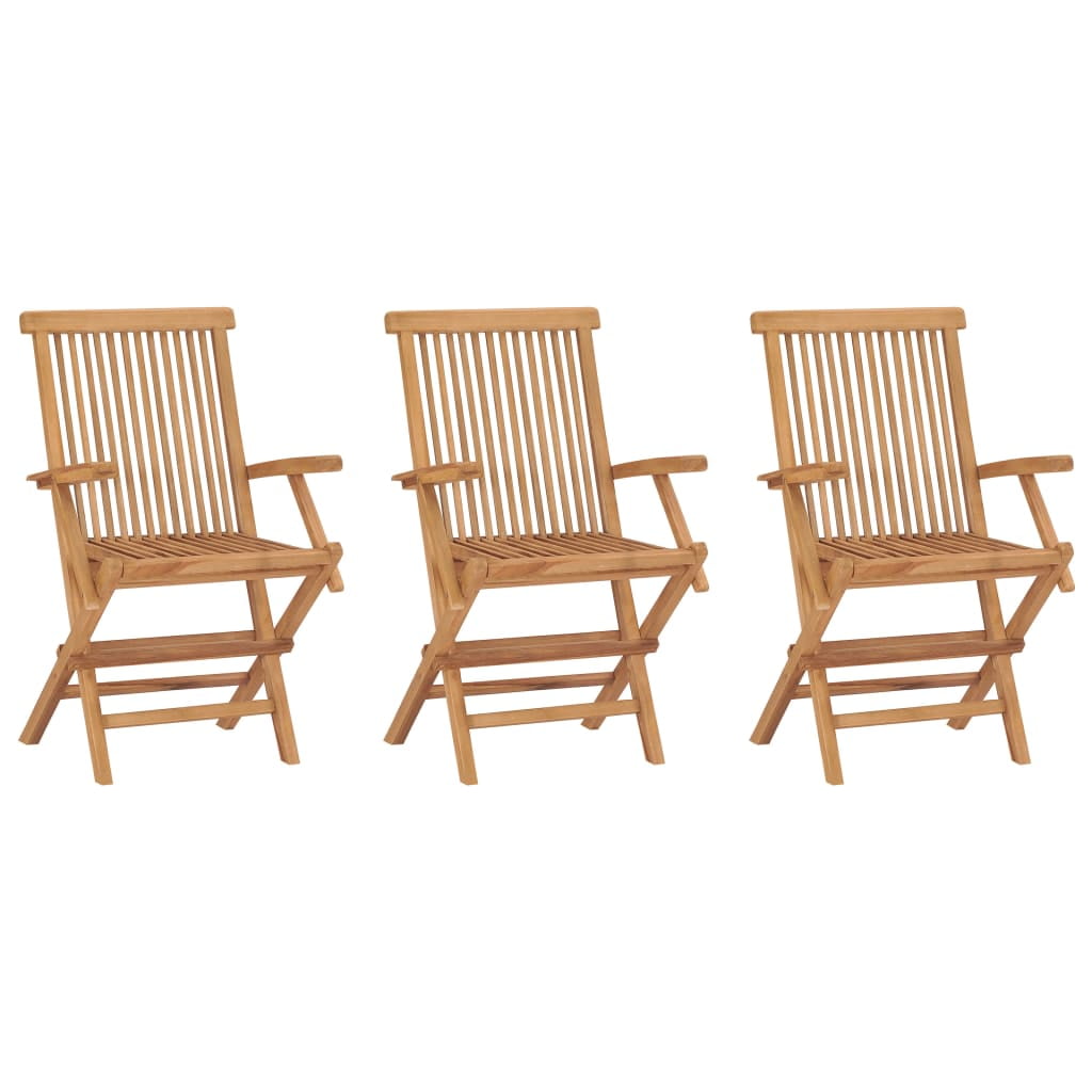 VidaXL Patio Teak Wood Outdoor Garden No Assembly required Folding Chairs, Natural teak Set of 2