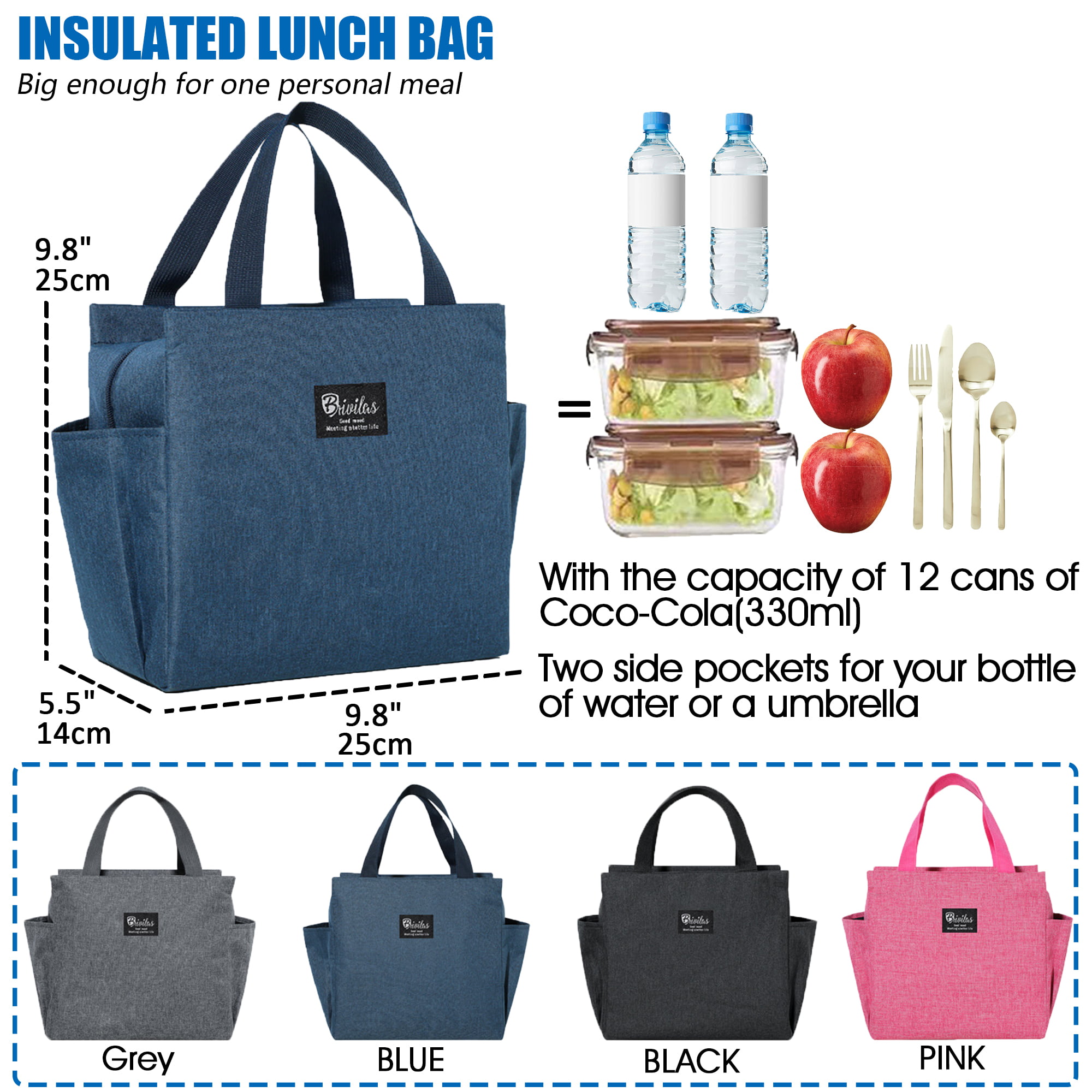 Lunch Bag, Insulated Tote Lunch Box Bags, Reusable Leakproof Lunch Container for Women, Men, Kid, Freezable Food Carries for Office School Picnic