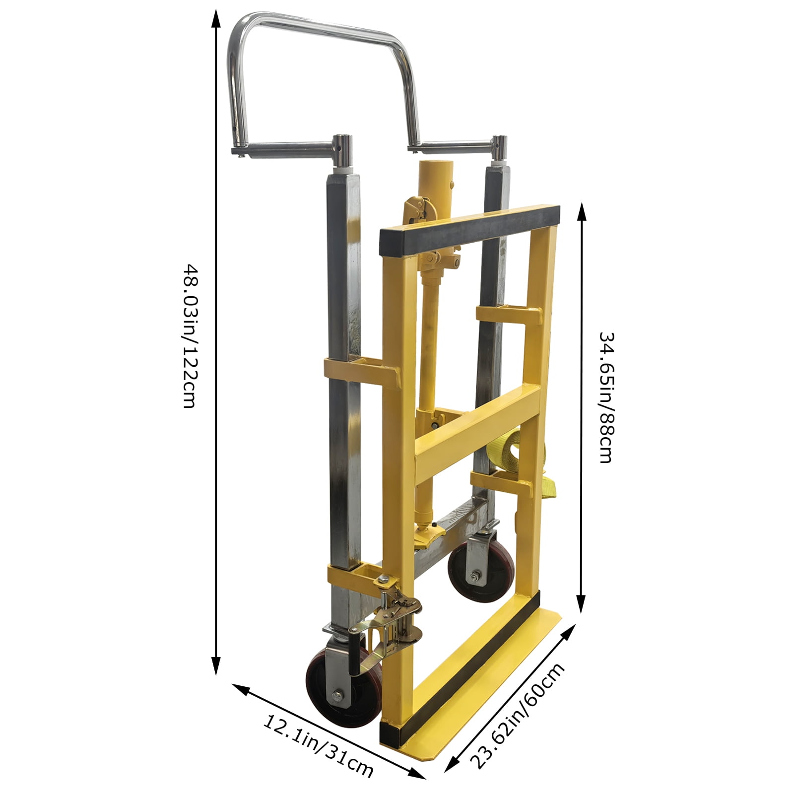 3968lbs Hydraulic Machinery Equipment Mover Furniture Lift Transport Cart Hand Truck Dolly with Wheel Max Lift 9.84in