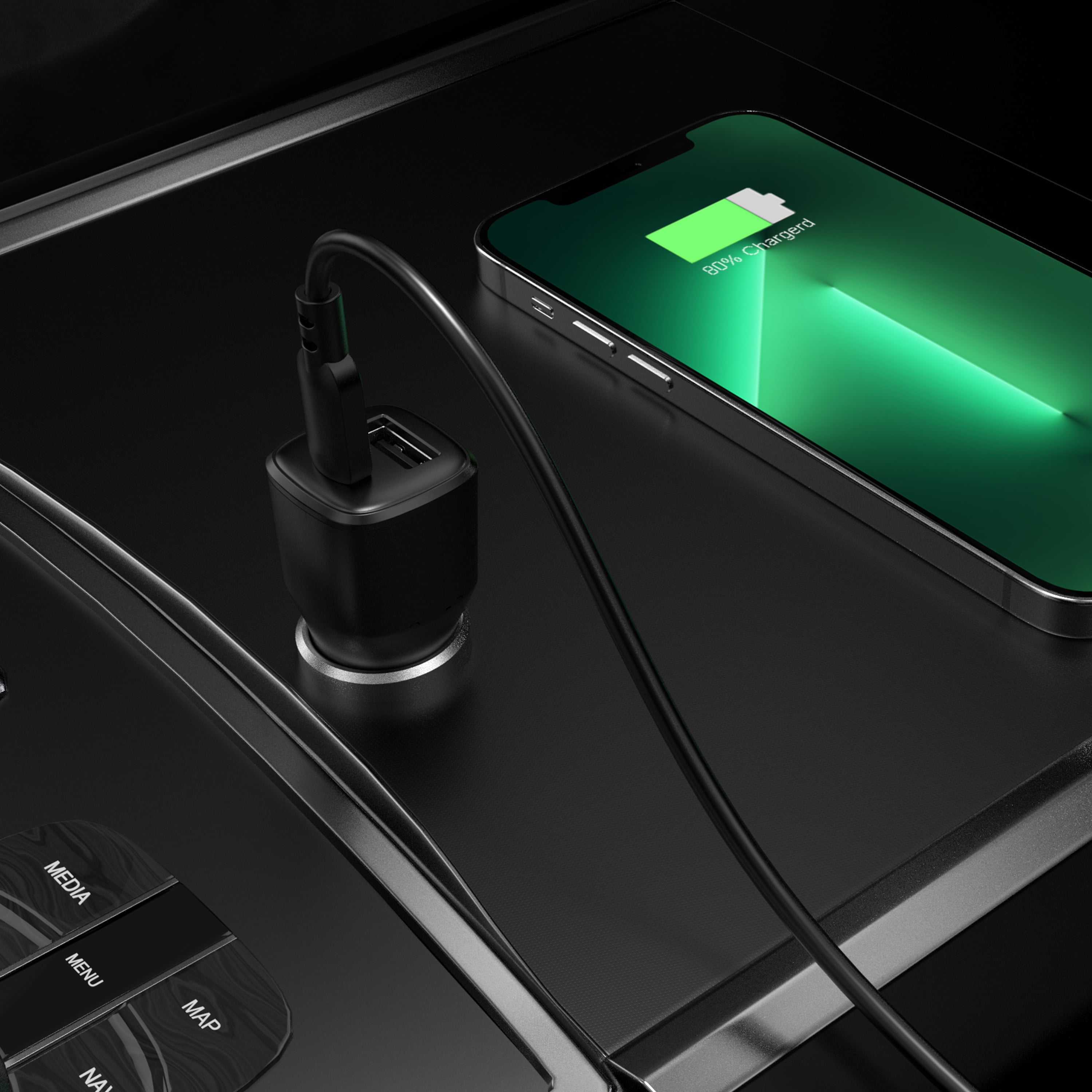 onn 32W USB-C/USB-A Dual Port Fast Car Charger, USB IF Certified