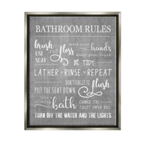 Stupell Industries Bathroom Rules List Sign Graphic Art Luster Gray Floating Framed Canvas Print Wall Art, Design by Conrad Knutsen