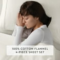 thumbnail image 6 of Ivory 4 Piece 100% Cotton Flannel Deep Pocket Sheet Set, King, by Noble Linens, 6 of 8