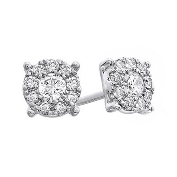 AFFY White Natural Diamond Stud Earrings In 14K Solid White Gold (0.5 Ct)