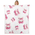 thumbnail image 1 of Erosebridal Cartoon Ribbon Sherpa Blanket, Bow Cherry Fuzzy Blanket Throw, Pink, 1 of 6
