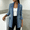 Dark Gray, variant on Women's Patchwork Jacket with Denim Contrast Trim and Ribbed Knit Body, Single-Button Casual Layering Outerwear for Teen Girls and Everyday Cool Weather Style