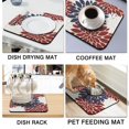 thumbnail image 4 of Washable Rubber Boho Floral Retro Dish Drying Mats for Kitchen Counter Home Large Coffee Bar Pad Accessories and Decor for Utensils Stemware 16''x18'', 4 of 7