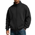 thumbnail image 2 of Vxararl Zip Up Jacket Long Sleeve Fleece Sweatshirt Men Versatile - Business, Fall, Winter, Spring Jacket Lightweight Soft Fleece Jacket, Mock Neck Sweatshirt Fleece Jacket Men Black XL, 2 of 6