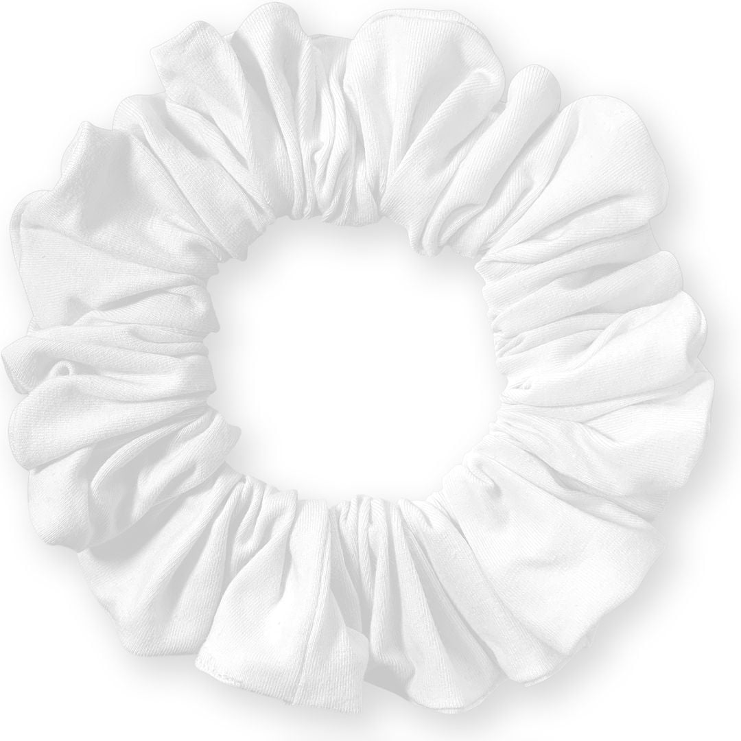 Scrunchies Cotton Knit Jumbo Size 3-Pack Ponytail Holder Made in USA Scrunchie King White