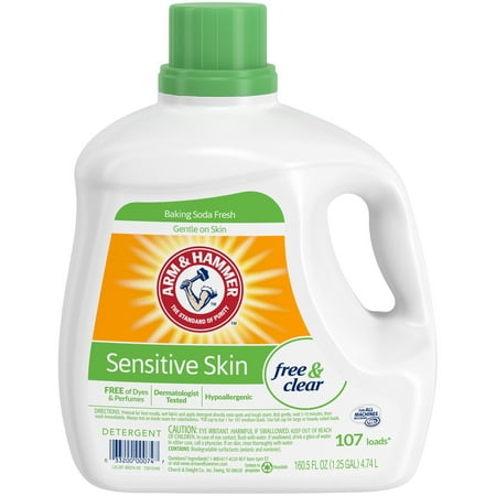 Arm & Hammer Sensitive Skin Free & Clear Liquid Laundry Detergent, 160.5 fl (Best Laundry Detergent For Itchy Skin)