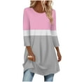 thumbnail image 1 of cfhntfmh Tunique à Manches 3/4 pour Femmes, Col Rond, Ample, Décontractée, Tendance, 1 of 6