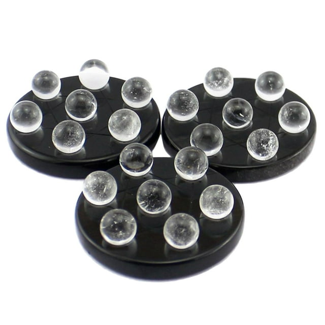 piedras de bola de obsidiana de base 7 perlas de cristal naturales de piedra de siete estrellas placa de matriz de decoración clara claro Magideal 7 piedras de bola de obsidiana de base