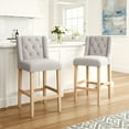 thumbnail image 6 of Seliva Counter Stool Chair Set of 2, Light Gray Fabric, Tufted, Brown Wood, 6 of 6