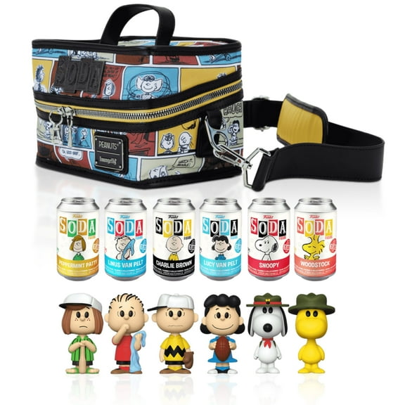 Peanuts Funko Soda! 6-Piece Set of Vinyl Figures in Soda Cans with 8" Cooler Bag