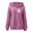 thumbnail image 6 of Tops for Women Trendy Plus Size Fall Comfy Hooded Long Sleeve Rolled One Shoulder Drawstring Graphic Hoodie Cotton Sweatshirts Hoodies(Pink,XL), 6 of 6