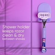Gillette Venus Miami Midnight Extra Smooth Sensitive Razor Handle, 2 Refills, 1 Shower Hook