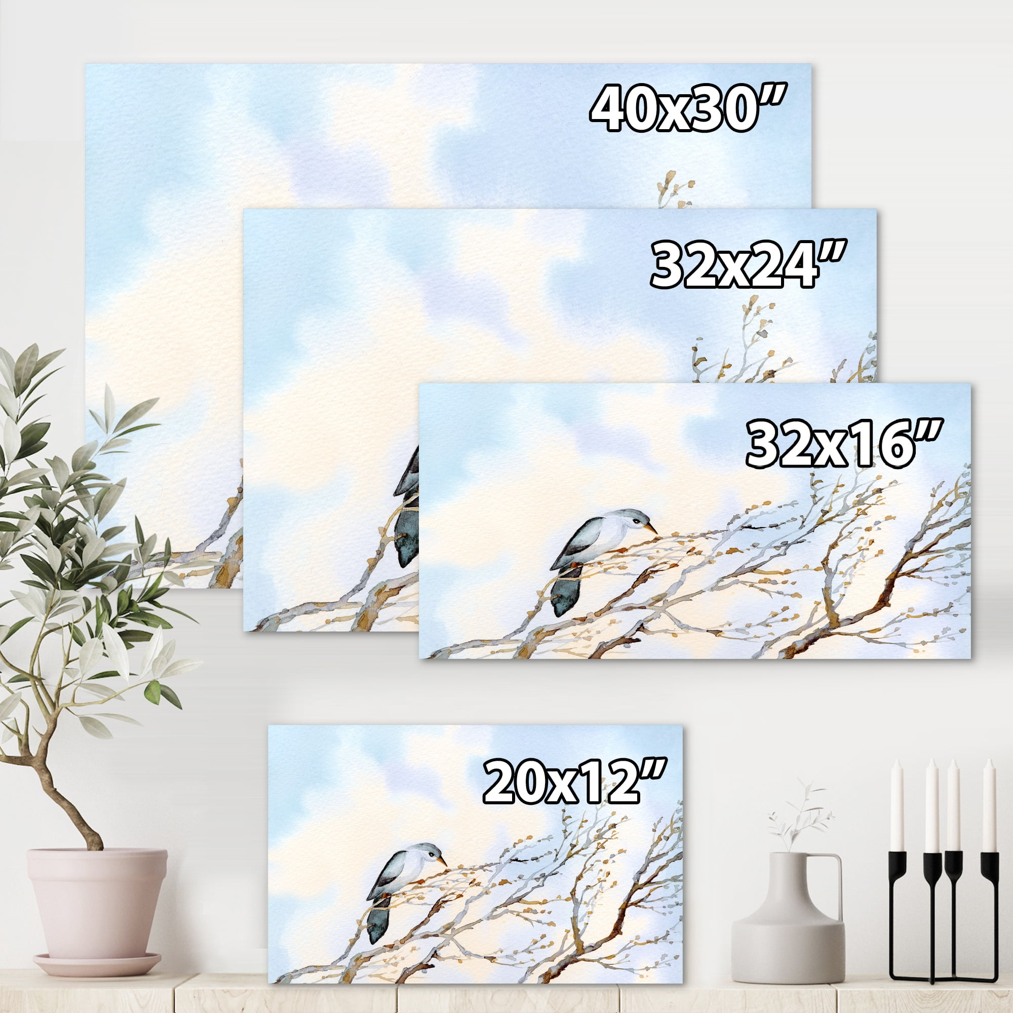 Big Old Barren Twig Yard 8 in x 12 in Painting Canvas Art Print, by Designart