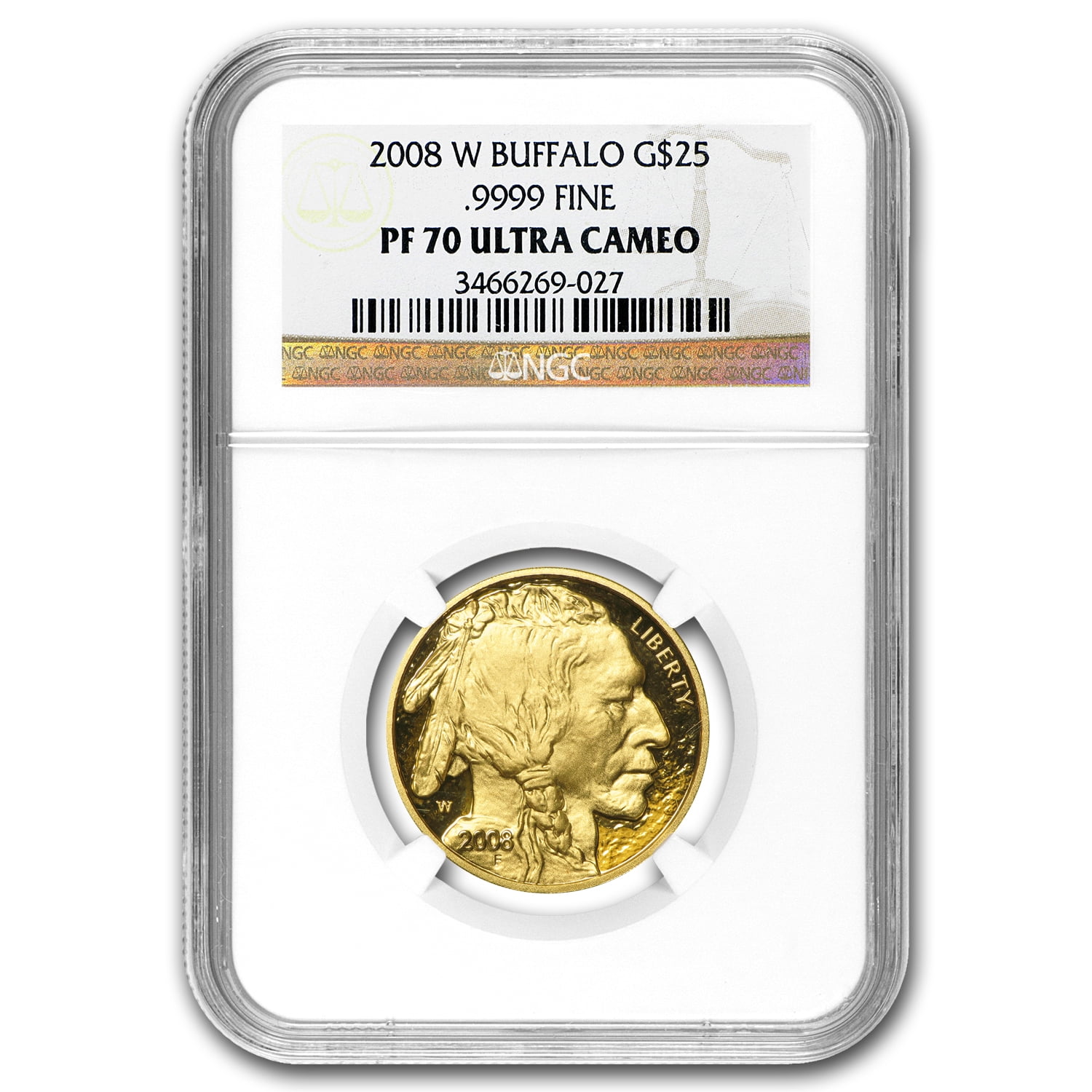 2008-W American Gold Buffalo proof  BOX ONLY and COA & original CAP 25$ 1/2 oz 