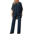 thumbnail image 2 of NMMUED Two Piece Sets for Women Going Out, Flowy Tops for Women, Wide Leg Pants Woman, Matching Sets Women Clothing, Conjuntos De 2 Piezas Para Mujer, Navy M, 2 of 4