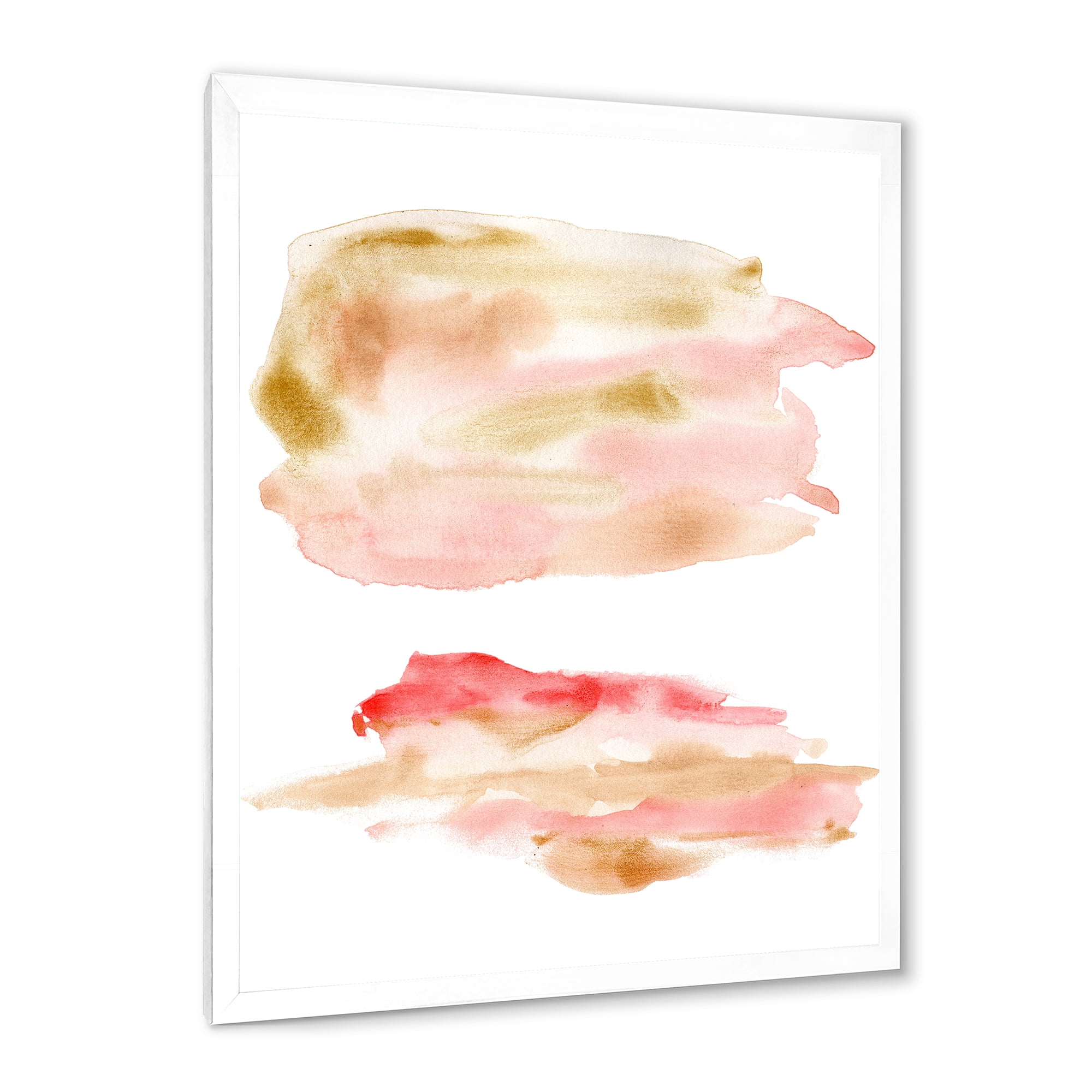 Designart 'Abstract Clouds Set With Pink Gold Beige and Red' Modern Framed Art Print