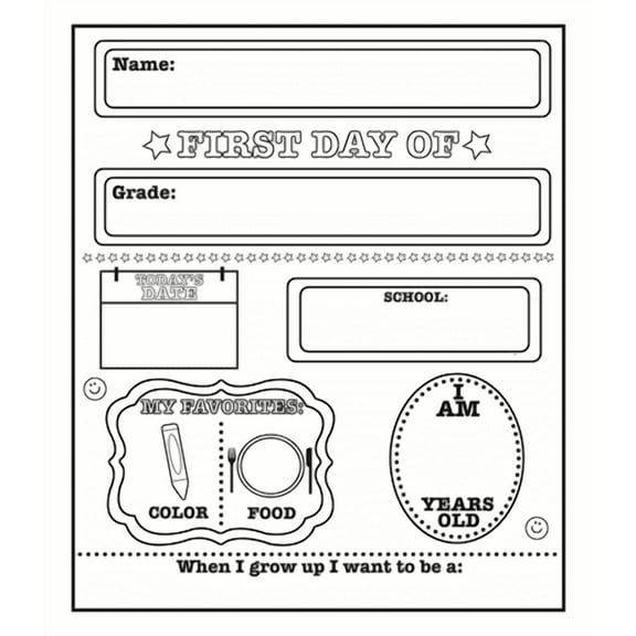 SHAPES ETC. First Day of School Announcement - Black/White