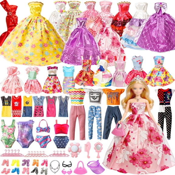 Aijohnny 79 Pcs Doll Clothes and Accessories Including Hat,Princess Dressand Various Other Accessories for 11.5 inch Doll, , Birthday Gifts for Kids 3-5 5-8 8-12 Year Old