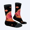 thumbnail image 2 of Unisex Trendy Floral Socks (2 Pairs) - Vibrant Black with Colorful Pink & Orange Flowers Perfect for All Seasons, 2 of 5