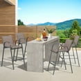 thumbnail image 4 of Dovov Outdoor Bar Stools Set of 4, Patio Bar Height Stool Outdoor Textilene Bar Chairs All Weather Patio Barstools for Garden Poolside Backyard Balcony Porch Lawn Deck, Brown, 4 of 10