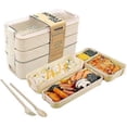 thumbnail image 2 of Leak-proof lunch box with 3 compartments for kids and adults, biodegradable and plastic-free, greener, 2 of 5