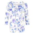 thumbnail image 5 of ZQGJB Floral Shirts for Women Plus Size Womens Cute 3/4 Length Sleeve Crewneck Tunic Blouse Loose Oversized Soft Cotton Graphic Workout Tees Shirt Tops Multicolor#02 XXL, 5 of 5