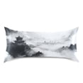 thumbnail image 3 of Dailycode Satin Pillow Case Standard Silk Pillow Cover for Hair and Skin Envelope Closure Traditional Chinese Ink Landscape 20"x26", 3 of 9